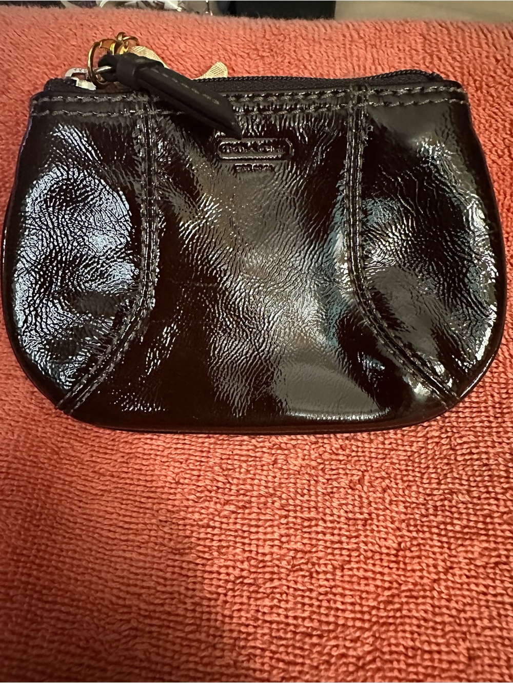 Coach Brown Patent Leather Coin Pouch